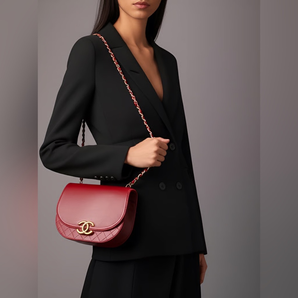 8-25 Preloved Chanel CC Red Coco Curve Mattelasse Shoulder Bag